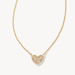 Kendra Scott Ari Gold Pave Crystal Heart Necklace